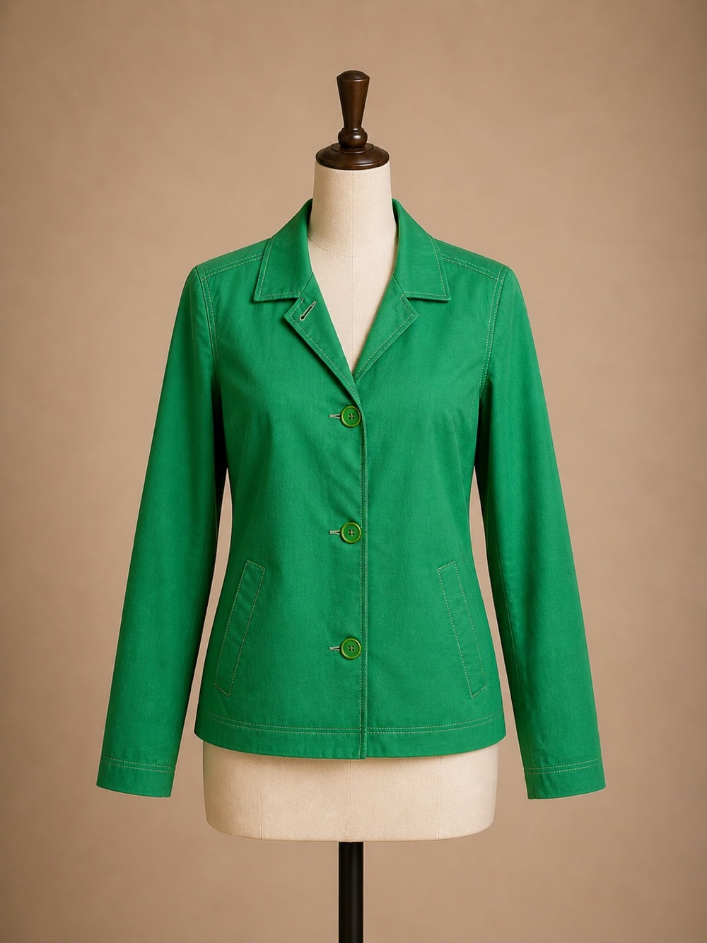 Green Women's Casual Button Front Jacket
